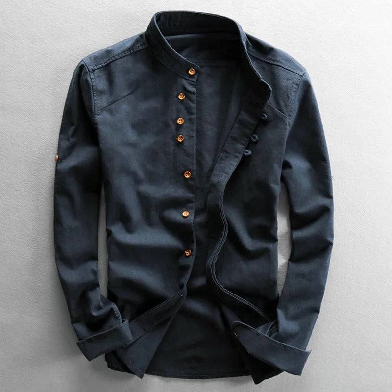 Bram Stand-Collar Cotton Shirt