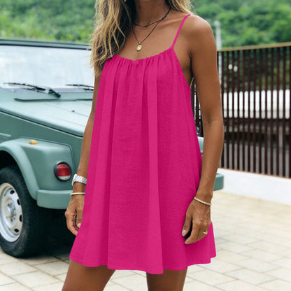 Ruched Backless Cami Mini Dress