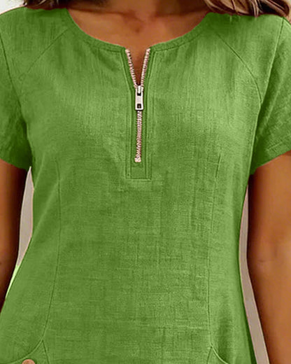 Azahar | Casual cotton dress with zipper and pockets
