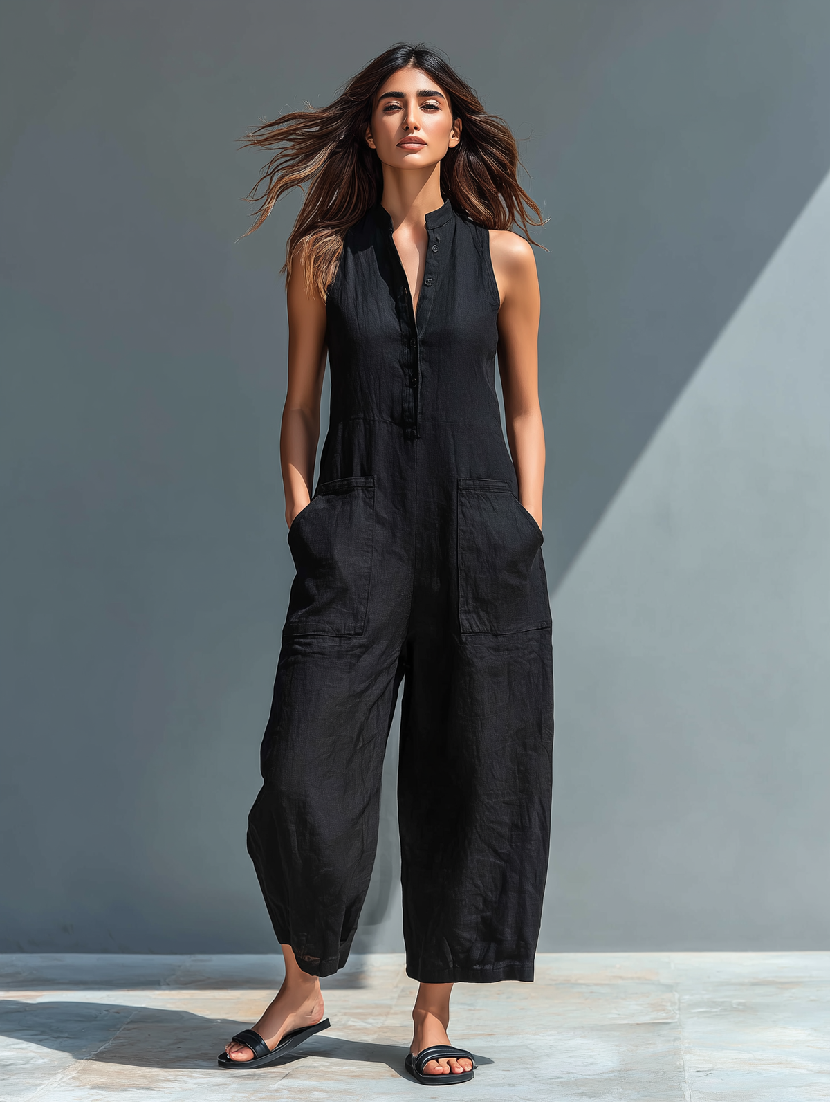 Sleeveless Linen Jumpsuit