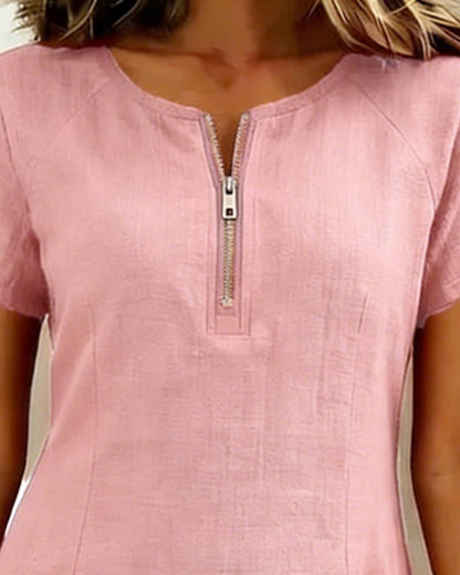 Azahar | Casual cotton dress with zipper and pockets