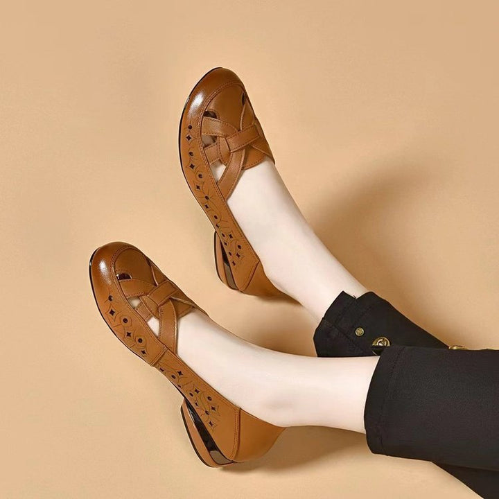 Aveline Cutout Leather Slip-On Shoes