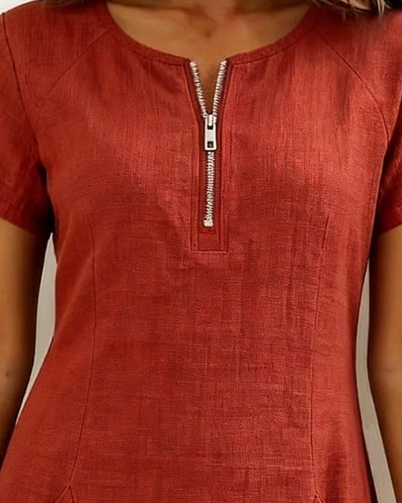 Azahar | Casual cotton dress with zipper and pockets