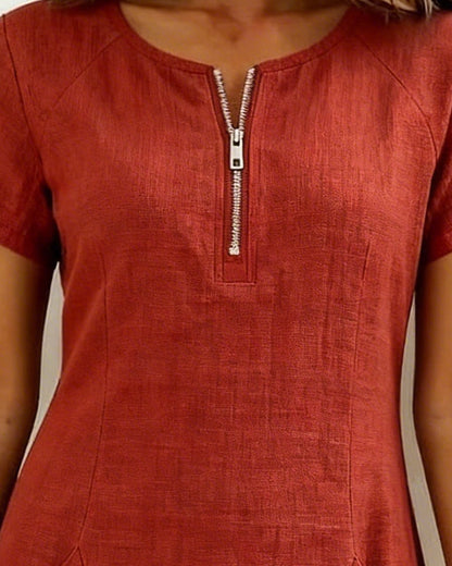 Azahar | Casual cotton dress with zipper and pockets