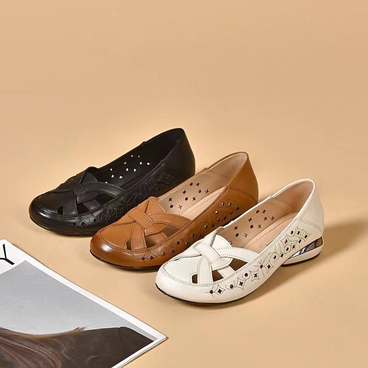 Aveline Cutout Leather Slip-On Shoes