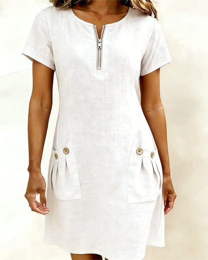 Azahar | Casual cotton dress with zipper and pockets