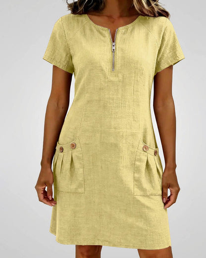 Azahar | Casual cotton dress with zipper and pockets