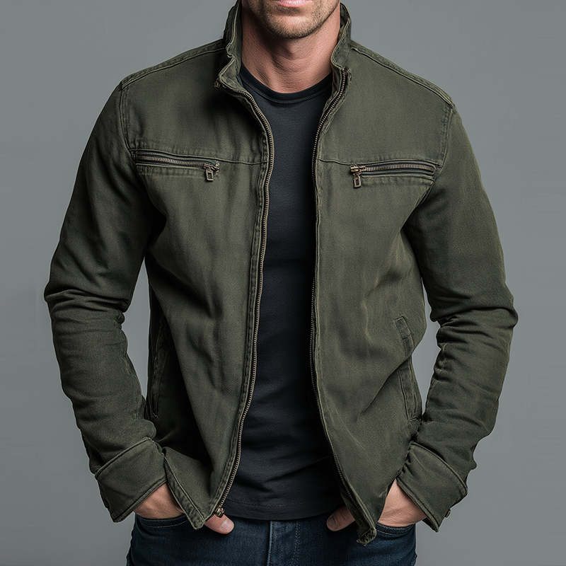 Leblanc™ | Vintage Cotton Jacket with Zipper Closure