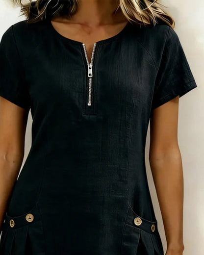 Azahar | Casual cotton dress with zipper and pockets