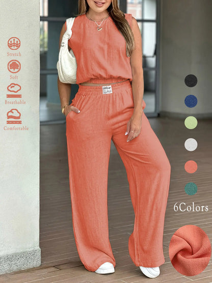 Linen two-piece set - orange