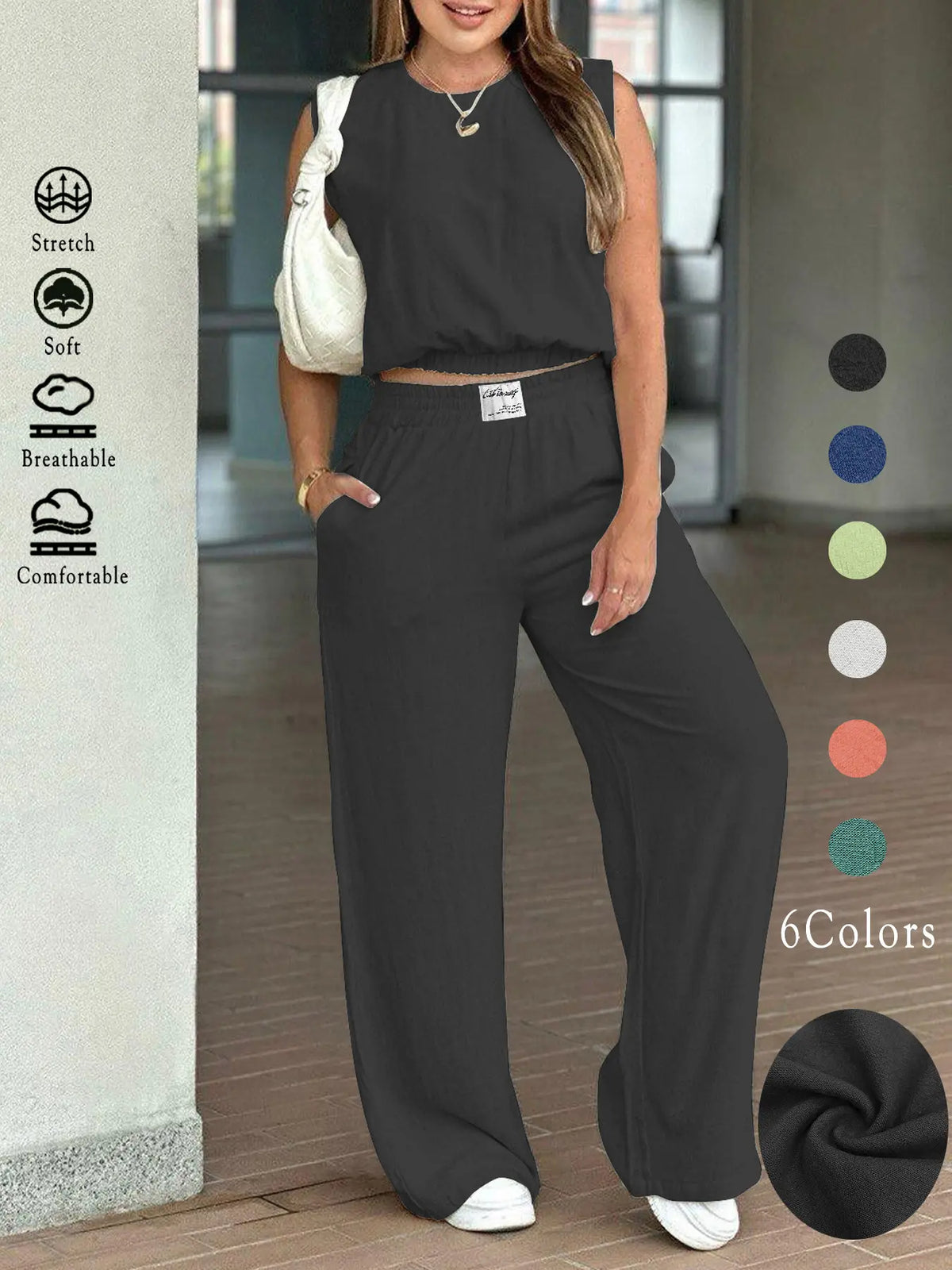 Linen two-piece set - navy