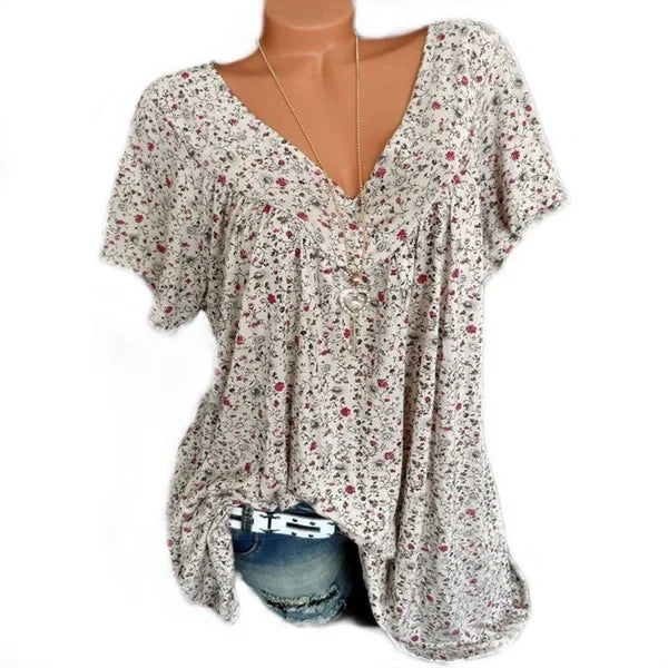 Liora Printed V-Neck Summer Top