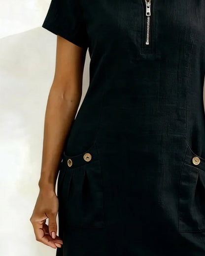 Azahar | Casual cotton dress with zipper and pockets