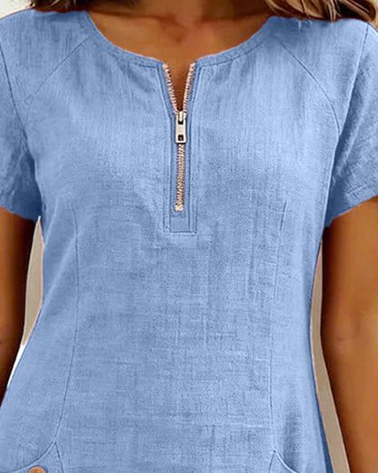 Azahar | Casual cotton dress with zipper and pockets