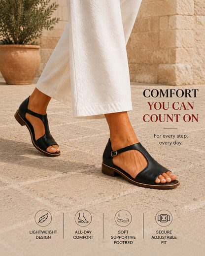 Freya Cushioned Leather Sandals