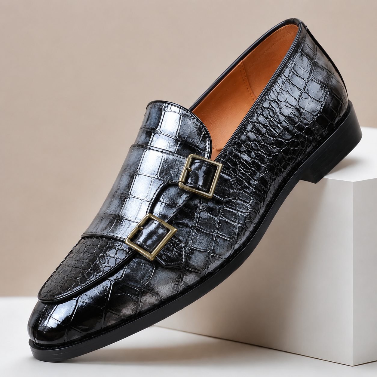 Finley Embossed Leather Loafers
