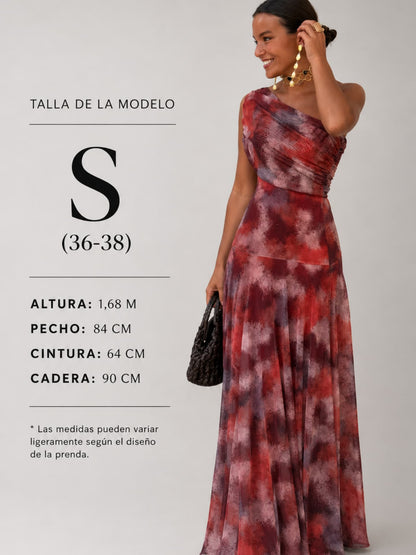 Long Dress Off-Shoulder Watercolor