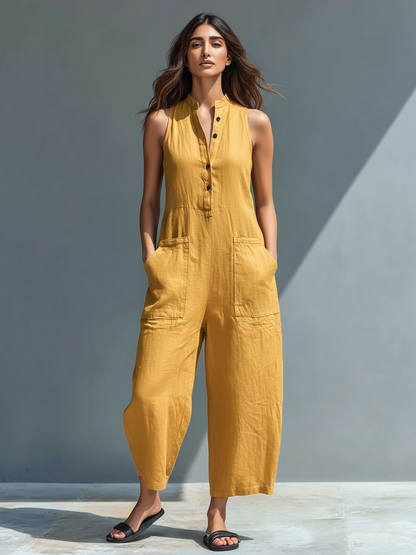 Sleeveless Linen Jumpsuit