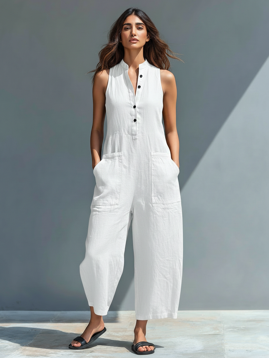 Sleeveless Linen Jumpsuit