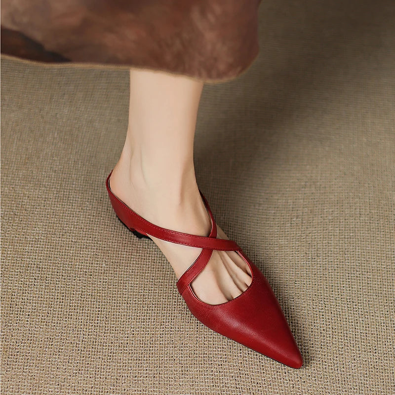 Serelina Leather Mule Slides
