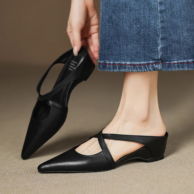 Serelina Leather Mule Slides