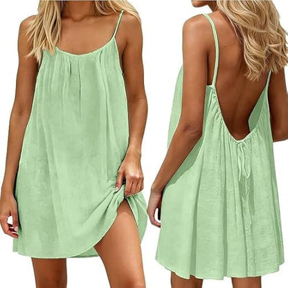 Ruched Backless Cami Mini Dress