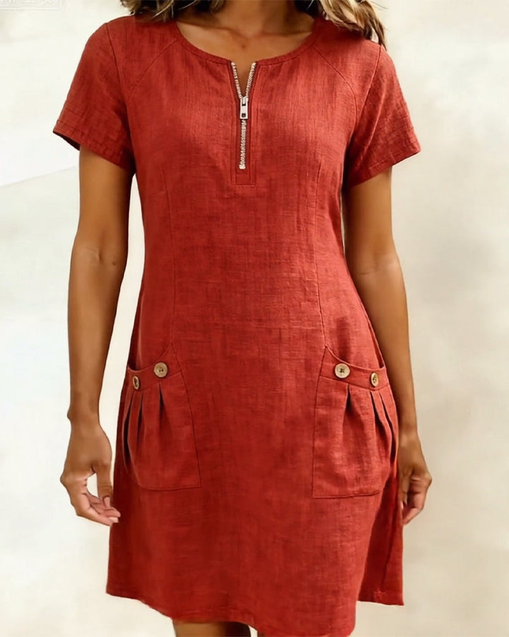Azahar | Casual cotton dress with zipper and pockets