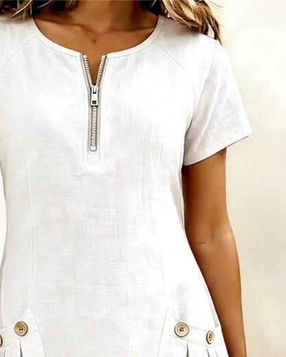 Azahar | Casual cotton dress with zipper and pockets