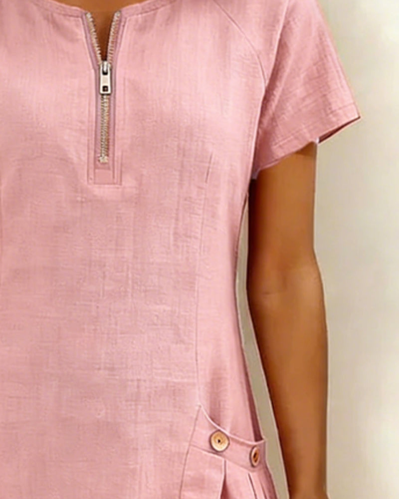 Azahar | Casual cotton dress with zipper and pockets