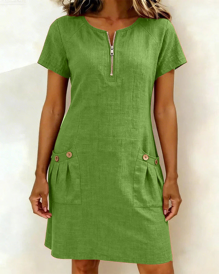 Azahar | Casual cotton dress with zipper and pockets