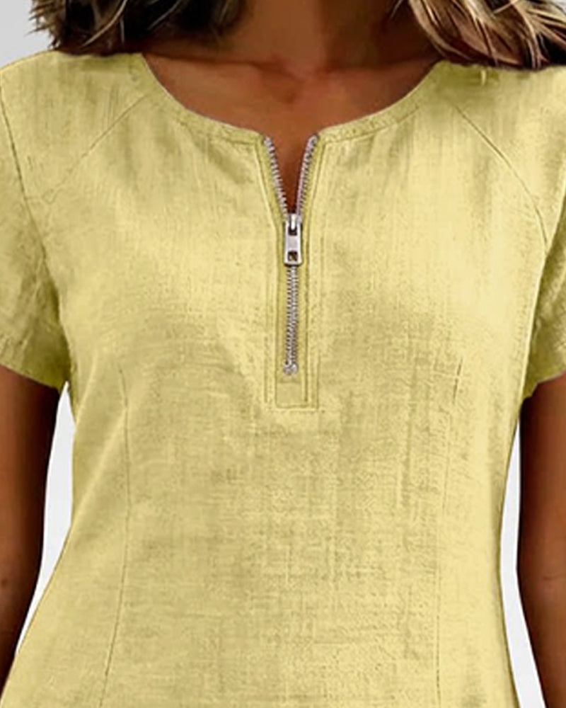 Azahar | Casual cotton dress with zipper and pockets