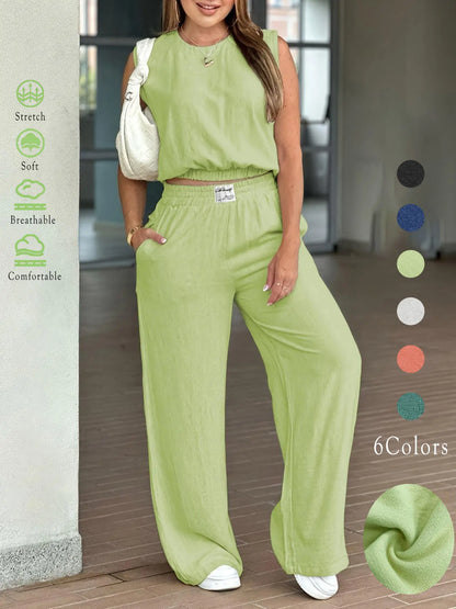 Linen two-piece set - green