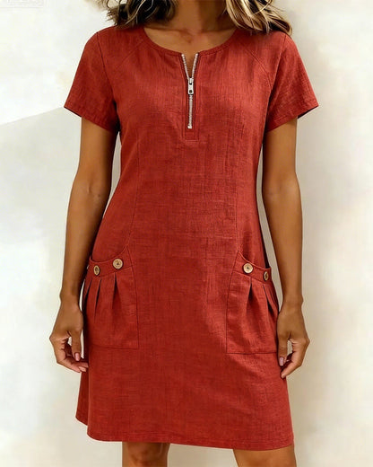 Azahar | Casual cotton dress with zipper and pockets