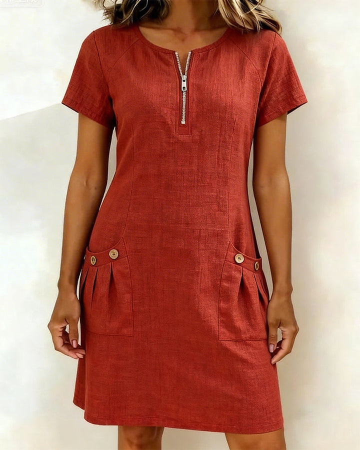 Azahar | Casual cotton dress with zipper and pockets