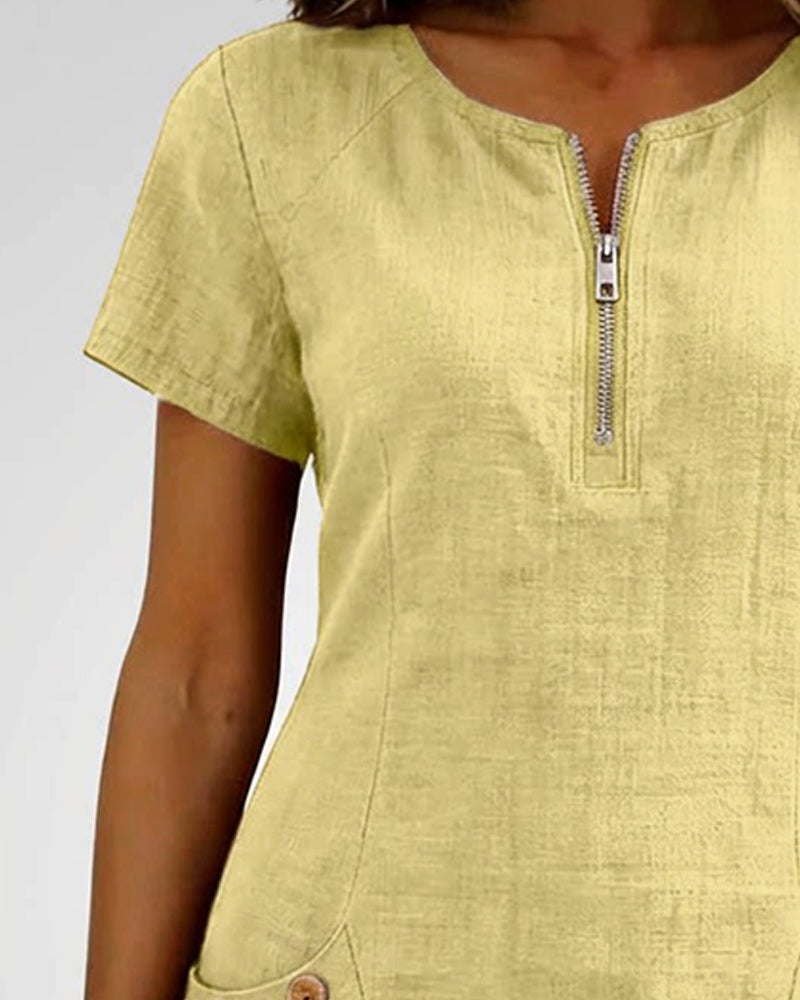 Azahar | Casual cotton dress with zipper and pockets