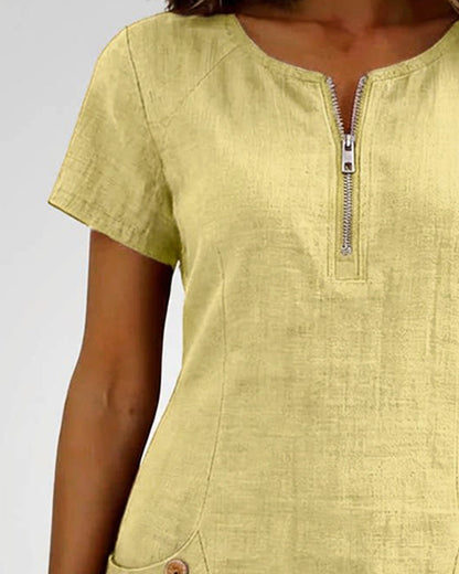 Azahar | Casual cotton dress with zipper and pockets