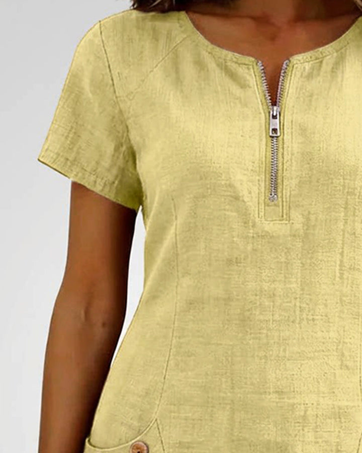 Azahar | Casual cotton dress with zipper and pockets